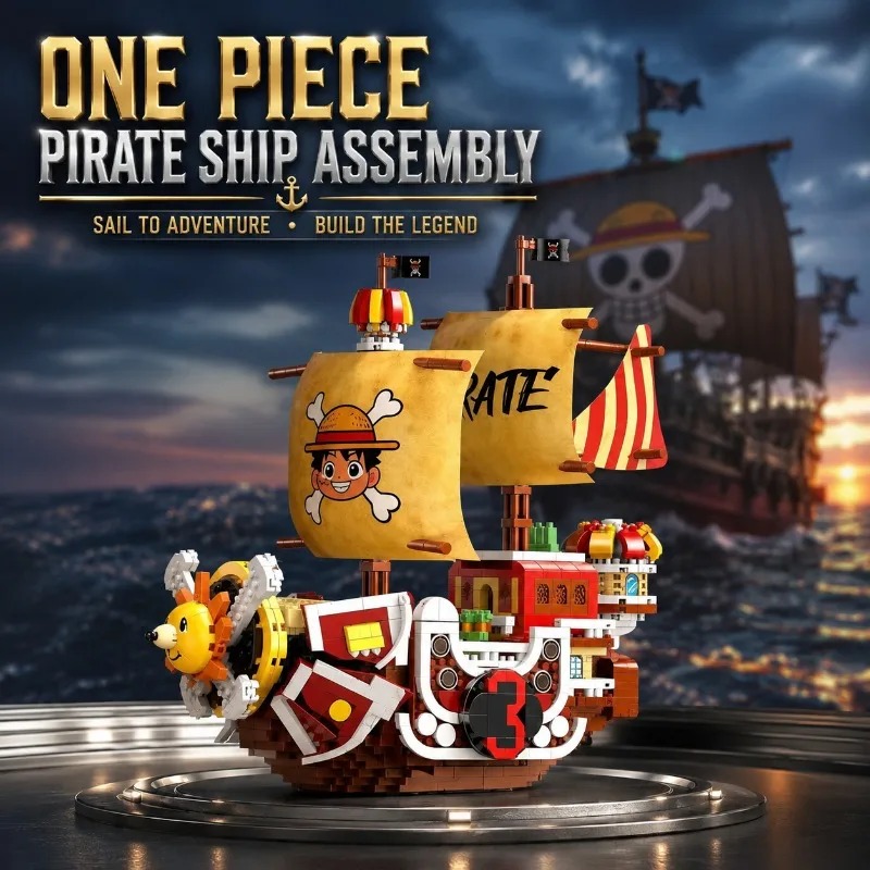 Model Kit One Piece Ship - Conjunto de Montagem de Navio Pirata