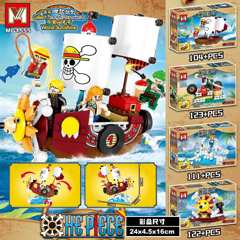 Model Kit One Piece Ship - Blocos de Montar do Navio Pirata